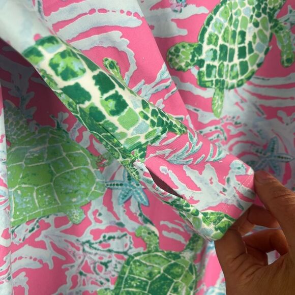 Banana Boat UPF 50+ dress pink green turtle starfish long sleeves beach coverup - Picture 5 of 10